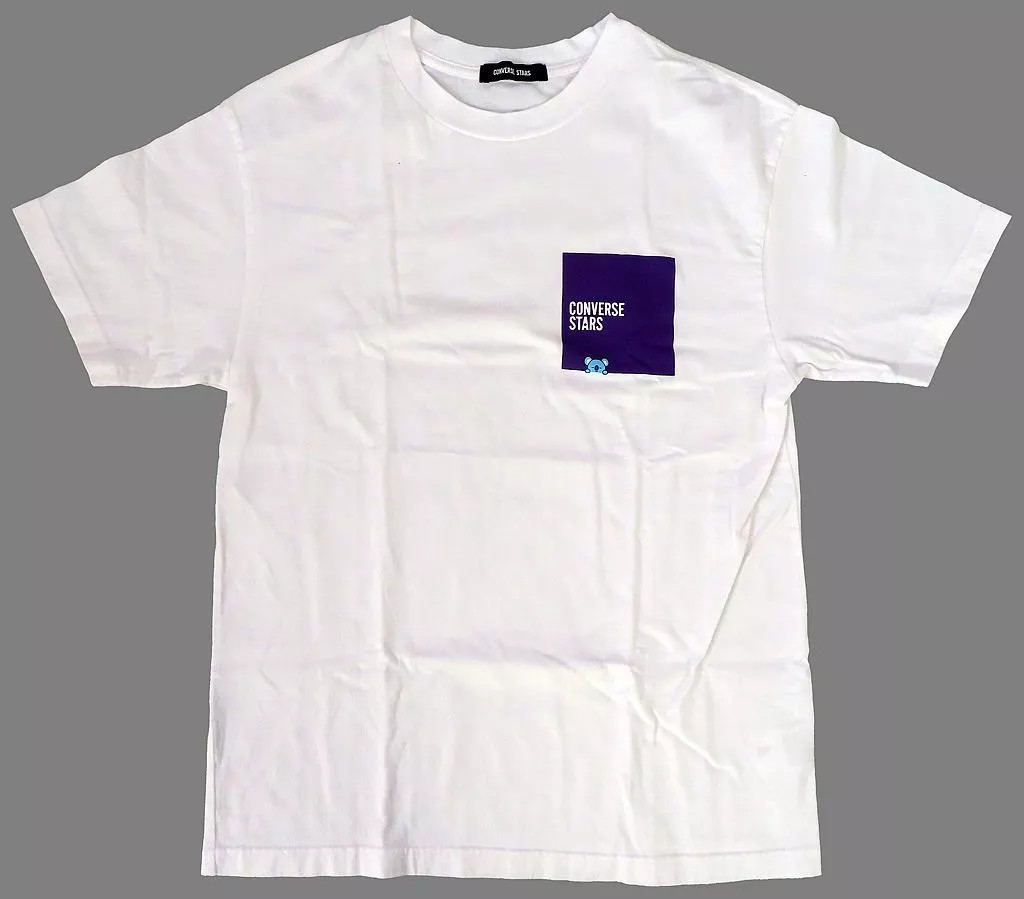 衣類　KOYA(アールエム) ボックスロゴTシャツ ホワイト×パープル フリーサイズ 「CONVERSE STARS×BT21」