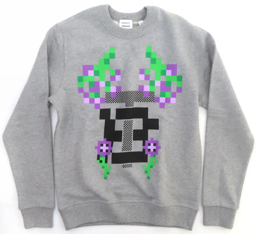 モノグラムモチーフプリント コットン スウェットシャツ ペールグレーメランジ メンズXXSサイズ 「BURBERRY(バーバリー)×MINECRAFT -マインクラフト-」