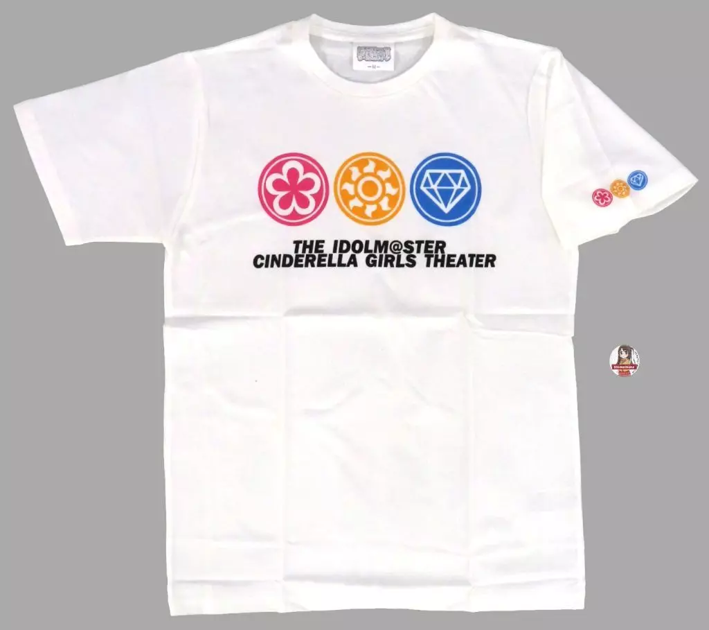 ロゴ/集合 缶バッジ付きTシャツ ホワイト Mサイズ 「アイドルマスター シンデレラガールズ劇場×しまむら」