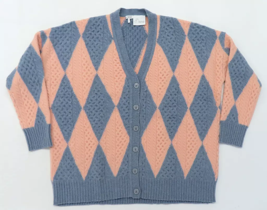 ハウル(ダイヤモンド) カーディガン サックスブルー×サーモンピンク XSサイズ 「ロエベ×ハウルの動く城」