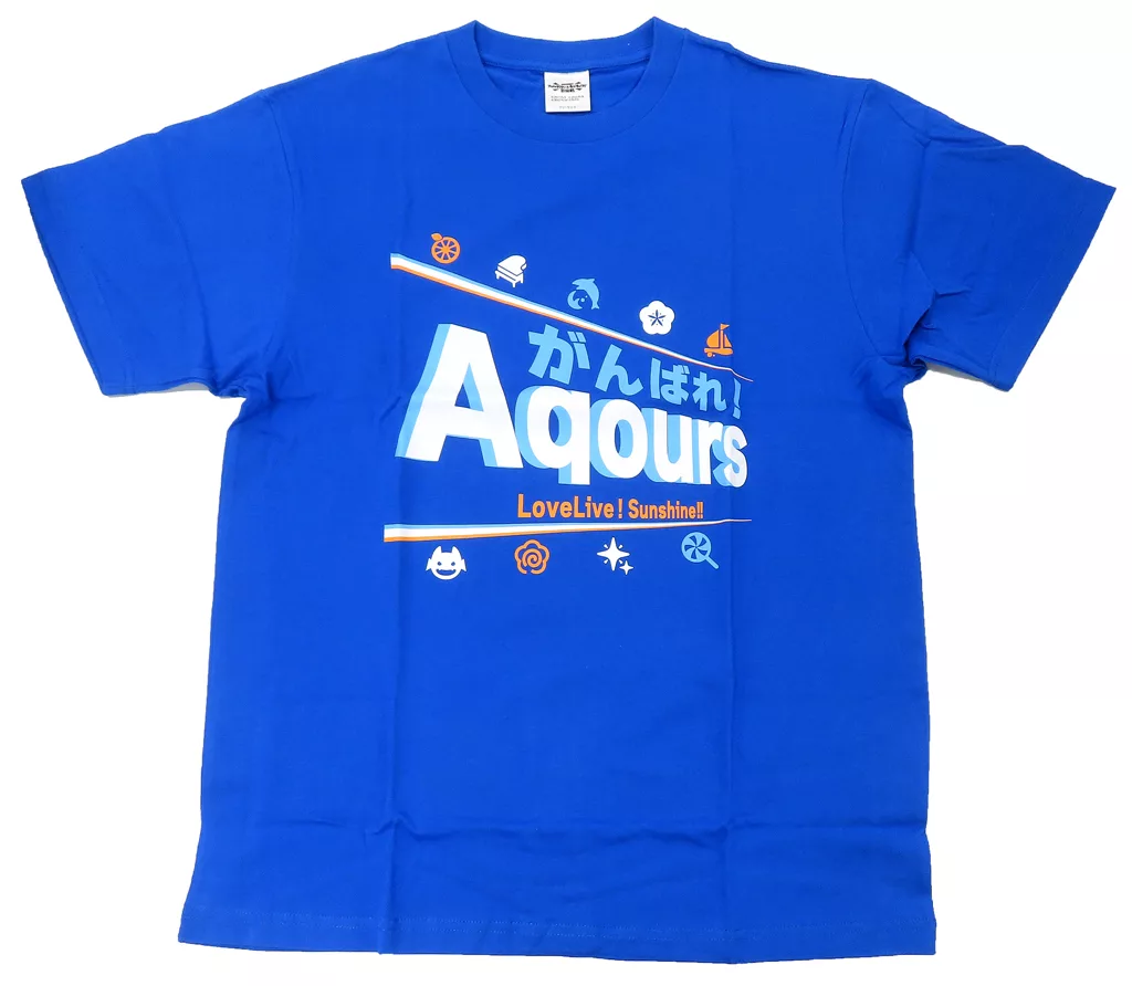 Aqours ver. アイラブ歌合戦「ラブライブ!」シリーズ 公式Tシャツ ブルー フリーサイズ 「ラブライブ!サンシャイン!!」 異次元フェス アイドルマスター★・ラブライブ!歌合戦グッズ