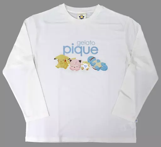 Tシャツ　A.ピカチュウ＆プリン＆トゲピー＆ゼニガメ SleepワンポイントロンT ホワイト ユニセックスM-Lサイズ 「ポケットモンスター Pokemon Sleep meets GELATO PIQUE」 駿河屋 -<中古>A.ピカチュウ＆プリン＆トゲピー＆ゼニガメ Sleep