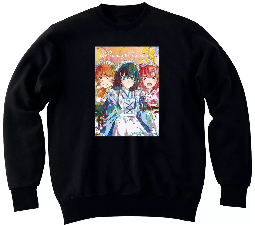 集合(和風メイド服ver.) 描き下ろし grunge CANVAS トレーナー ブラック メンズLサイズ 「やはり俺の青春ラブコメはまちがっている。完」