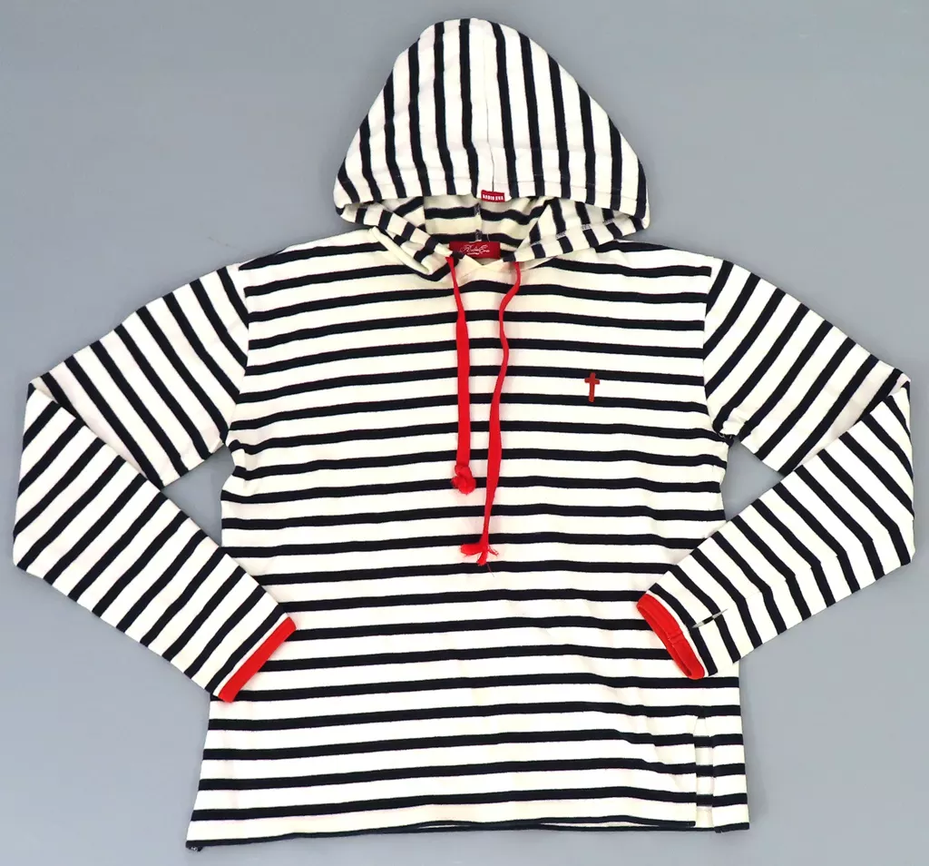 アウターウェア　渚カヲルモデル KAWORU Border Parka(パーカー) ホワイト×ネイビー レディースサイズ 「エヴァンゲリオン RADIO EVA」 5周年記念グッズ