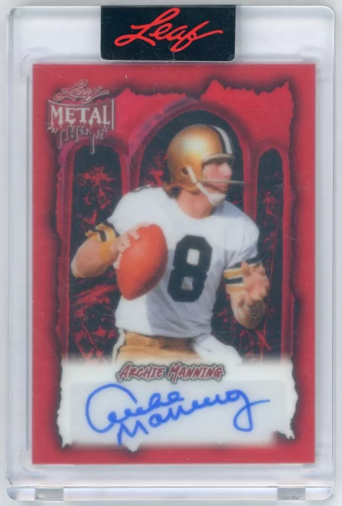 Archie Manning -アーチー・マニング-(ニューオーリンズ・セインツ) Blood Prismatic/13 縦型 直筆サイン入りカード 「2025 LEAF METAL HALLOWEEN HOBBY リーフ社 メタル・ハロウィーン ホビー版」
