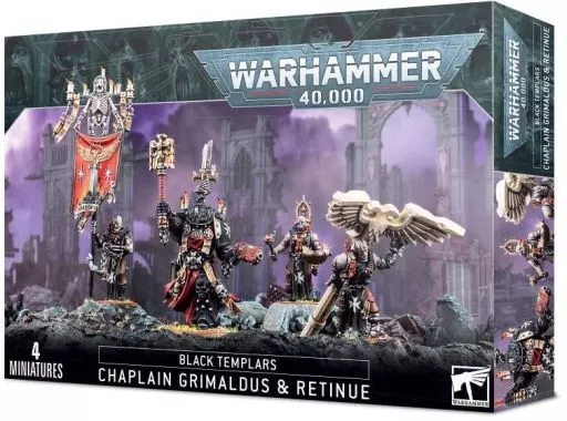 ミニチュアゲーム　ブラックテンプラー： 教戒官グリマルドゥス＆レティニュー 「ウォーハンマー40000」 (Black Templars： Chaplain Grimaldus＆Retinue) [55-44]