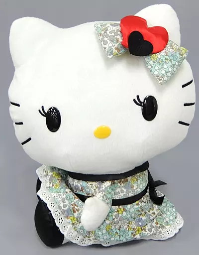 駿河屋 -<中古>キティ(ブルー) 花柄ワンピースBIGぬいぐるみ