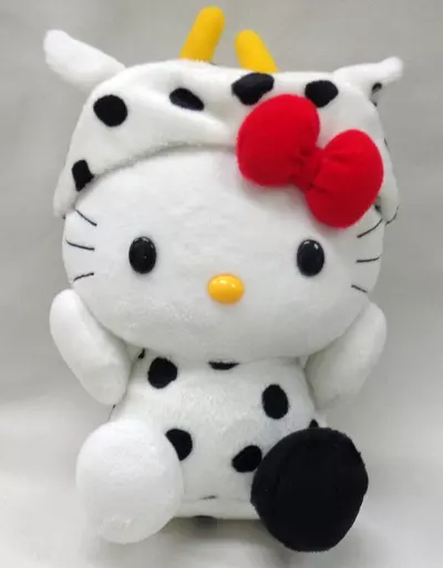 ご当地キティ　ぬいぐるみ　牛柄 ハローキティvivitix限定牛柄お座りぬいぐるみサンリオレトロ｜Yahoo