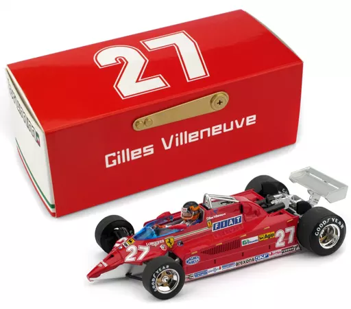 ミニカー　1/43 フェラーリ 126CK 1981年トレヴィーゾ空港 G. Villeneuve VS F-104 ドライバーフィギュア付 #27 [R646-CH]