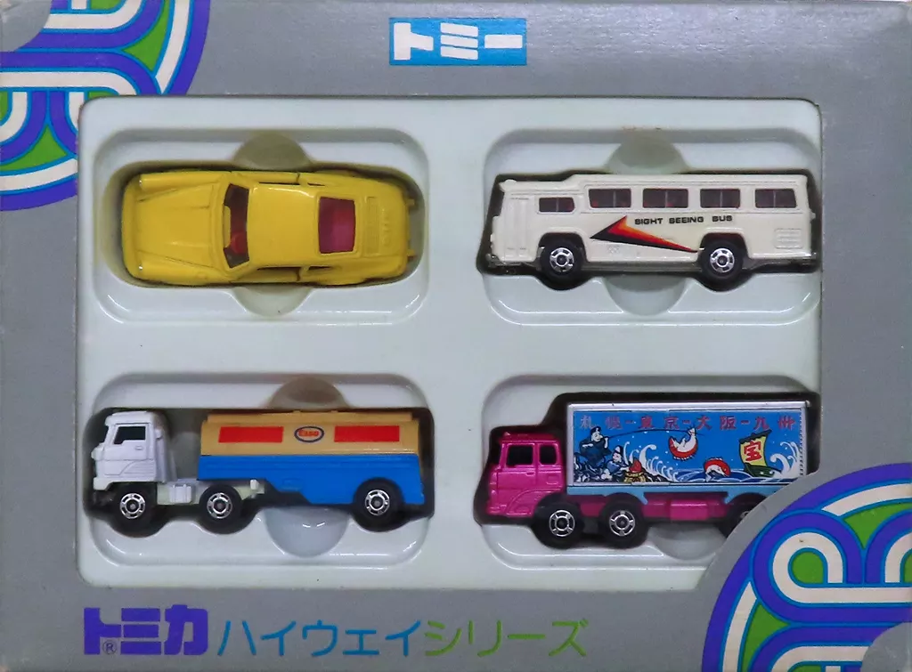 ハイウェイシリーズ セット(4台セット) 「トミカ」(破損品：ふそうパネルバンの右フロント塗装剥げ有り)