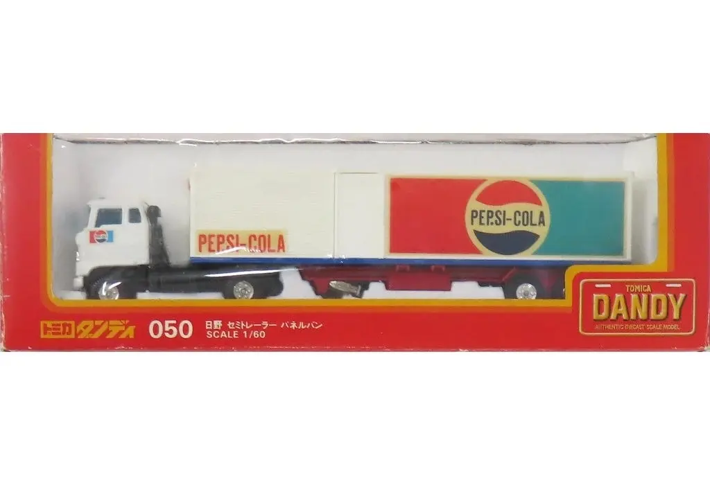 1/60 日野セミトレーラー パネルバン(ホワイト×レッド×ブルー/日本製) 「トミカダンディ 国産車シリーズ No.050」(シール傷み有り)