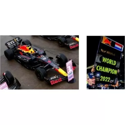 ミニカー　1/18 Oracle Red Bull Racing RB18 #1 Oracle Red Bull Racing Winner Japanese GP 2022 2022 Formula One Drivers’ Champion   Max Verstappen With #1 and World Champion Board [18S774]