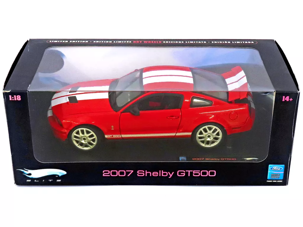 1/18 2007 Shelby GT500(レッド×ホワイト) 「Hot Wheels」 [J2913-0510](箱・ジャケット・ケース不備(中))