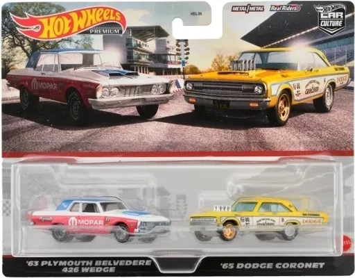 1/64 Hot Wheels プレミアム 2パック プリマス ベルべディア 426 ウェッジ / ’65 ダッジ コロネット [HKF56]_img