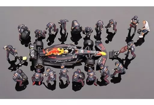 ミニカー　1/64 オラクル レッドブル レーシング RB18 2022 優勝車 #1 アブダビグランプリ Max Verstappen ピットクルーセット 「ミニGTシリーズ」 [MGTS0007]