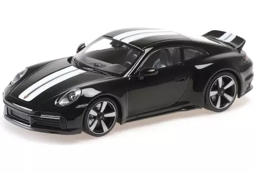 ミニカー　1/18 ポルシェ 911 (992) スポーツ クラシック 2022(ブラック×ストライプ) 「MINICHAMPS」 [155062001]