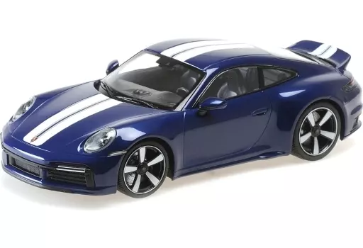 ミニカー　1/18 ポルシェ 911 (992) スポーツ クラシック 2022(ブルーメタリック×ストライプ) 「MINICHAMPS」 [155062005]