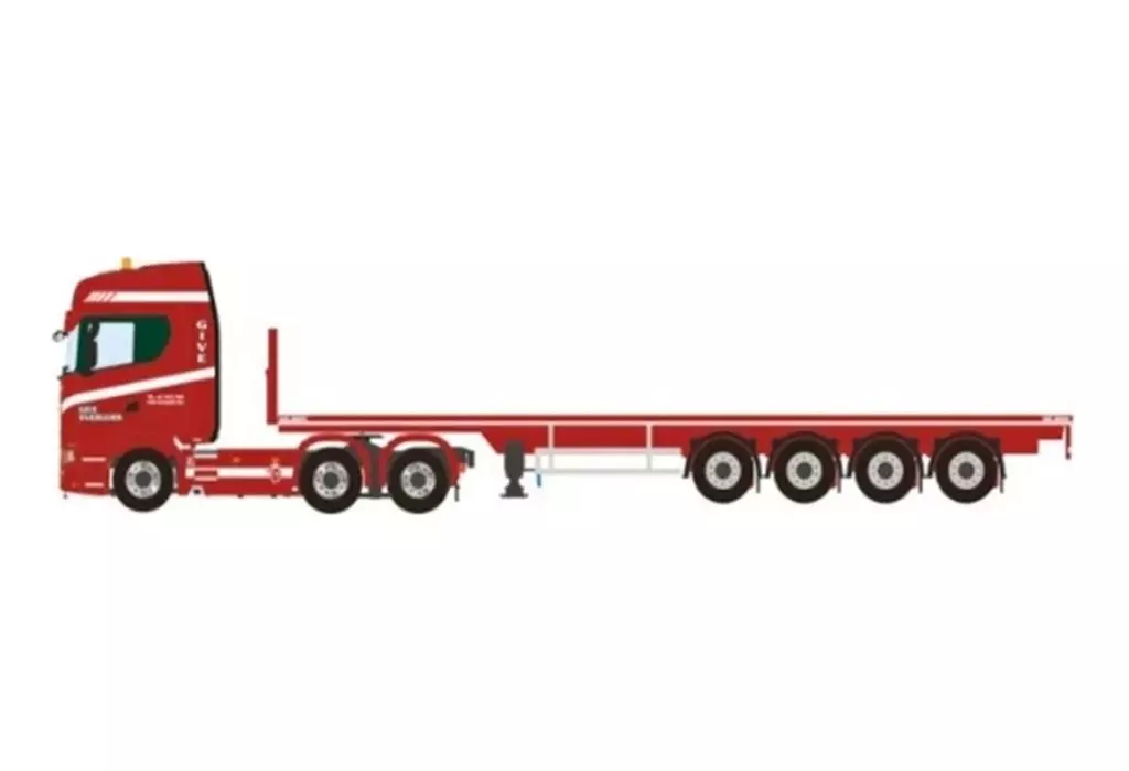 ミニカー　1/50 Give SCANIA S HIGHLINE CS20H 6X2 TAG AXLE FLATBED TRAILER - 4 AXLE [01-4430]