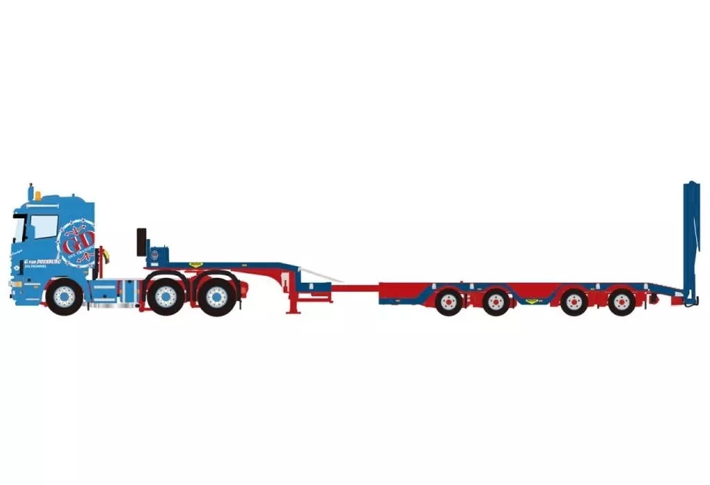 ミニカー　1/50 G. van Doesburg SCANIA 4 SERIES FLAT ROOF 6X2 TWIN STEER SEMI WHEEL WELL LOW LOADER - 4 AXLE [01-4751]