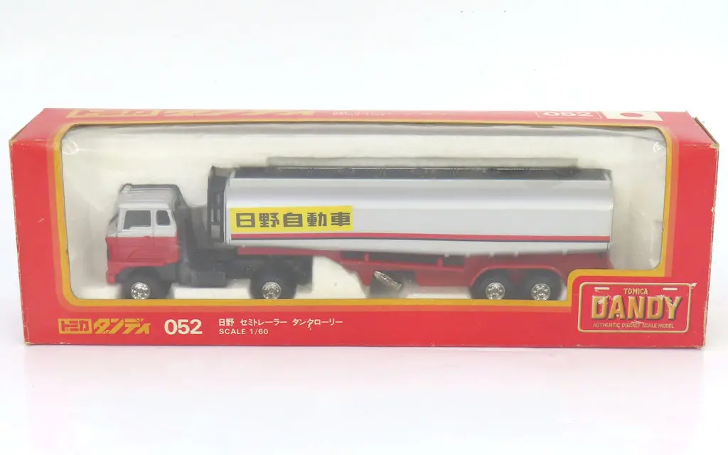 1/60 日野セミトレーラー タンクローリー(レッド×シルバー/日本製) 「トミカダンディ No.052」(箱・ジャケット・ケース不備(中))