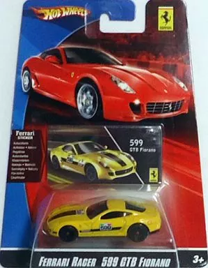 1/64 Ferrari 599 GTB Fiorano(イエロー×ブラック) 「Hot Wheels FERRARI RACER」 [M9852-0519](箱・ジャケット・ケース不備(中))