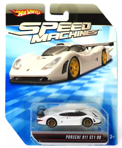 1/64 PORSCHE 911 GT1-98(ホワイト×ブラック) 「Hot Wheels SPEED MACHINES」 [R8491-0718](箱・ジャケット・ケース不備(中))