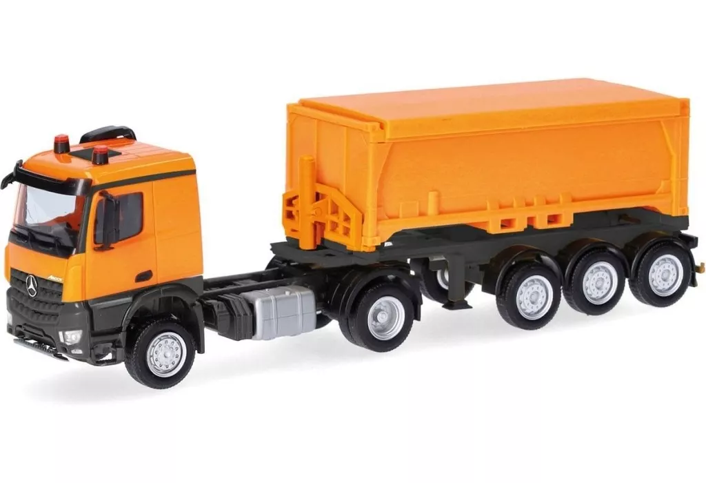 ミニカー　1/87 メルセデスベンツ アロクス クラシックスペース コンテナセミトレーラー(オレンジ) [HE318549]