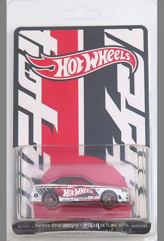 1/64 ニッサンスカイライン GT-R BNR34(ホワイト×ブラック×レッド) 右向きパッケージ版 「Hot Wheels JAPAN CONVENTION 2025」 [HWF37]