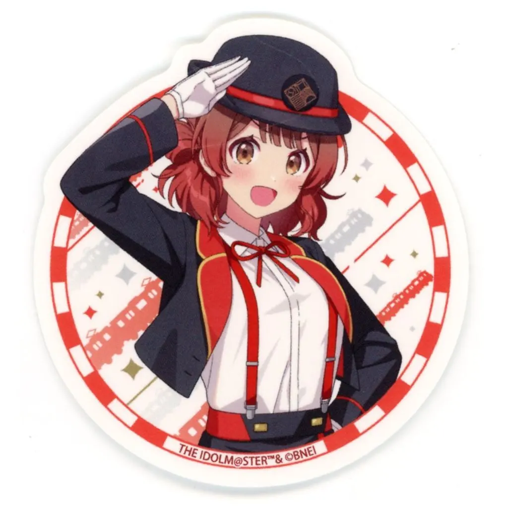 36.花海佑芽 駅員風衣装ver.(描き下ろしイラスト) ダイカットステッカー 「学園アイドルマスター HATSUBOSHI GAKUEN Terminal in 東京キャラクターストリート いちばんプラザ」