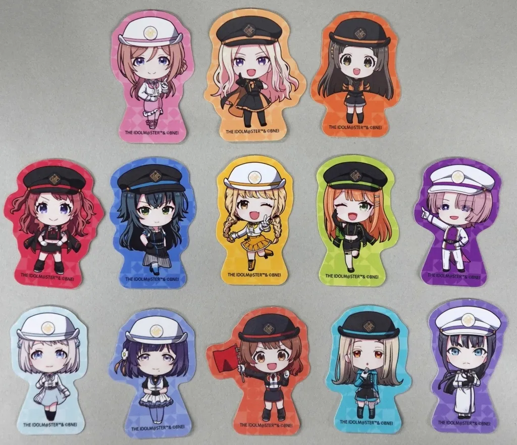 01.集合デザイン 駅員風衣装ver.(ミニキャライラスト) フレークシール 「学園アイドルマスター HATSUBOSHI GAKUEN Terminal in 東京キャラクターストリート いちばんプラザ」