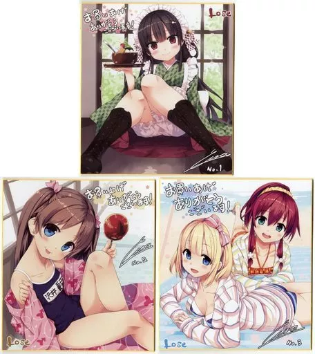 ハチロク&夏葉&ポーレット・日々姫 描き下ろし色紙(3種セット) 「まいてつ&ものべの」 Lose 抱き枕カバーキャンペーン 対象商品購入特典