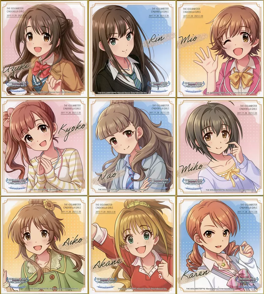 全9種セット 「アイドルマスター シンデレラガールズ～ありがとうが集まる場所～ ミニ色紙コレクションA」