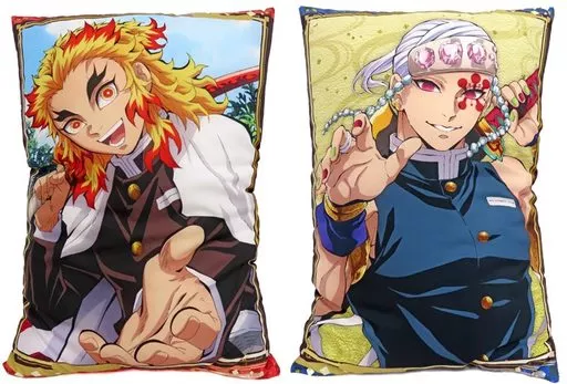 鬼滅の刃 プレミアムアートクッション イラストシリーズ くったりぬいぐるみ 駿河屋 -<中古>全2種セット プレミアムアートクッション イラスト