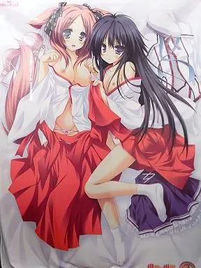 白取愛良＆朱音遥 描き下ろしベッドシーツ 「PCソフト 世界と世界の真ん中で 初回限定版」 ソフマップ予約特典