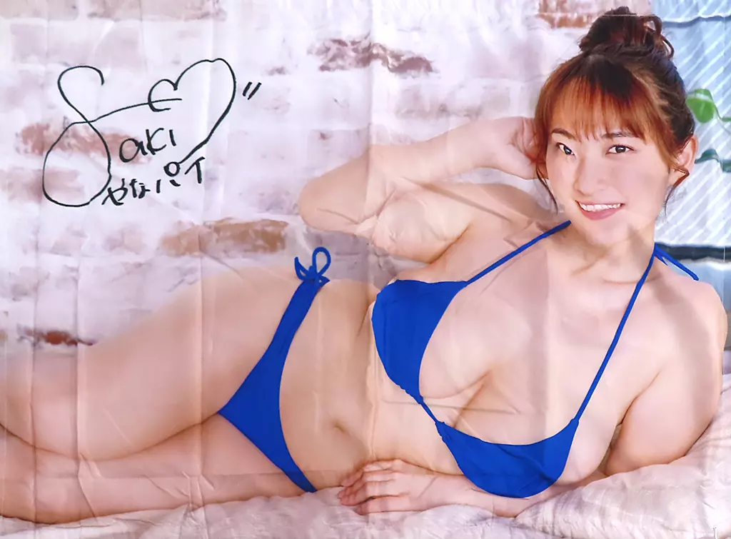 柳瀬さき(青水着) サイン入りブランケット