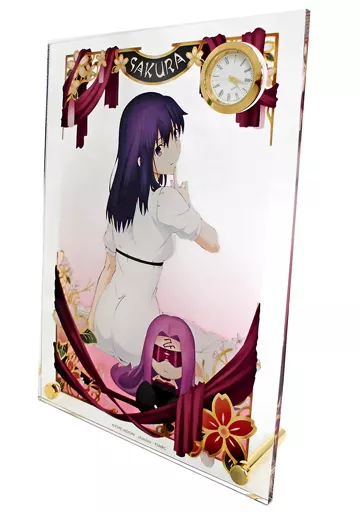 置き時計・壁掛け時計(キャラクター)　間桐桜＆ライダー 時計付きアクリルプレート 「劇場版 Fate/stay night[Heaven’s Feel] II.lost butterfly×マルイ」 劇場版「Fate/stay night [Heaven's Feel]」アクリル置時計【間