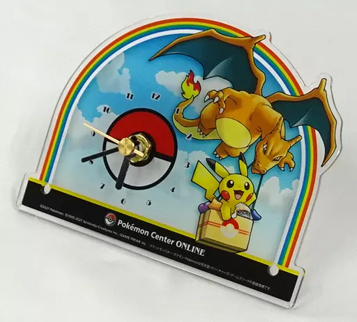 ポケモンセンター オリジナル アクリル 時計 ピカチュウ リザードン 駿河屋 -<中古>ピカチュウ＆リザードン オリジナルアクリル卓上時計