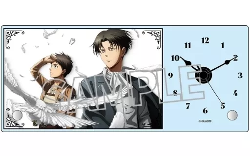 【希少品】 進撃の巨人　アクリル置き時計 リヴァイ エレン 駿河屋 -<新品/中古>エレン＆リヴァイ アクリル置時計 「進撃の