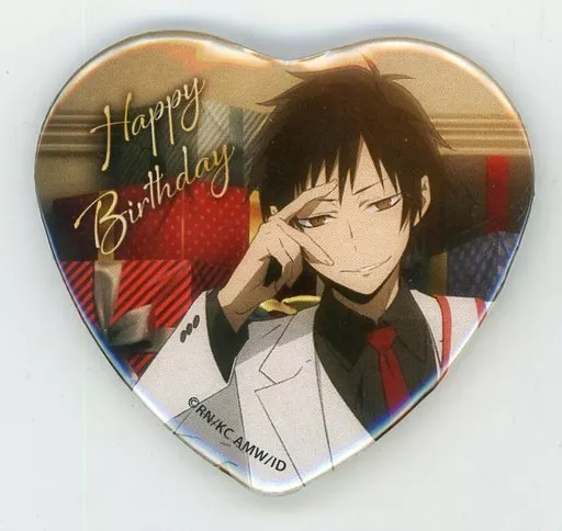 折原臨也(俺とプレゼント) 缶バッジ 駿河屋 -<中古>折原臨也(俺とプレゼント) ハート型缶バッジ 「くじ引き