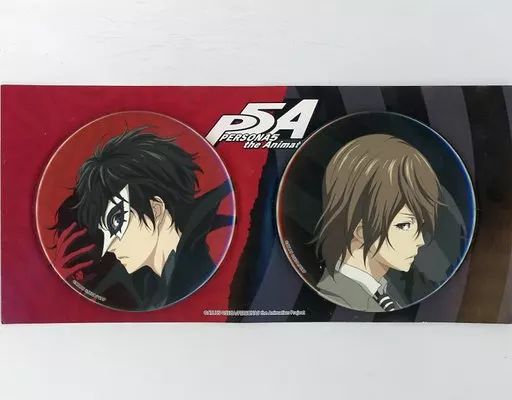 雨宮蓮 明智吾郎 BIG缶バッジセット 特典 ポストカード クリアファイル 駿河屋 -<中古>雨宮蓮＆明智吾郎 BIG缶バッジセット 特別ビジュアルver