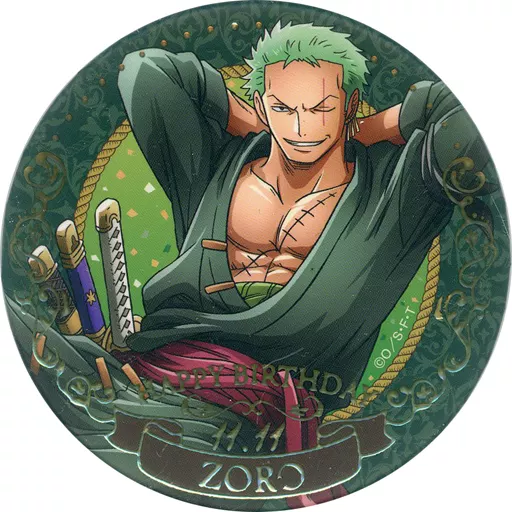 ONEPIECE ワンピース バースデー ジュエリー 缶バッジ ロロノア・ゾロ 駿河屋 -<中古>ロロノア・ゾロ 「ワンピース バースデージュエリー缶