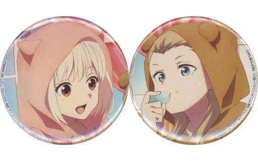 バッジ・ピンズ　錦木千束＆クルミ アニメ描き下ろし缶バッジセット(2個セット) 「Blu-ray/DVD リコリス・リコイル 第1～6巻」 楽天ブックス全巻購入特典