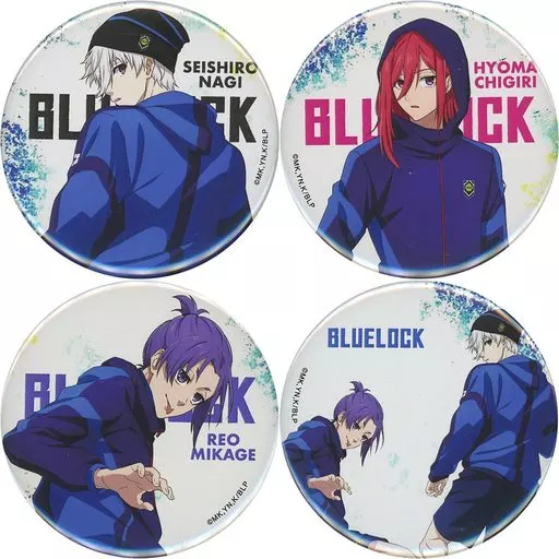 バッジ・ピンズ　凪誠士郎＆御影玲王＆千切豹馬 等身缶バッジ4個セットB 「ブルーロック×COLLABO CAFE HONPO」