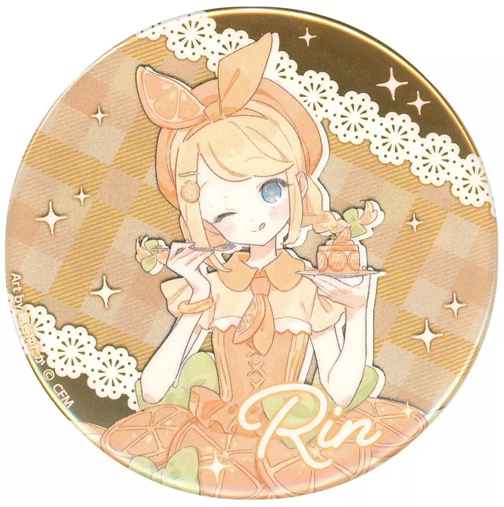 バッジ・ビンズ　鏡音リン(PARTY) 「COCOLLABO×piapro 39Culture 2023 EXTRA PARTY ＆ COSPLAY トレーディング 大き目メタリック缶バッジ」