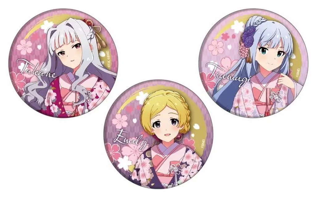 02.桜の和装ver.(描き下ろしイラスト) 缶バッジ3個セット 「アイドルマスター ミリオンライブ!」
