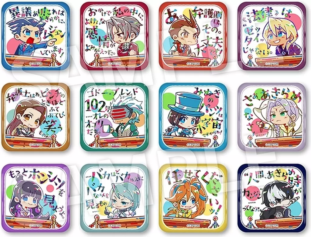 バッジ・ビンズ　全12種セット 「逆転裁判シリーズ 缶バッジ」