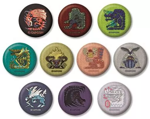 モンハン　刺繍缶バッジ　リオレウス　イビルジョー　クシャルダオラ　オドガロン MHW] Too cool! Monster Hunter Icon Embroidered Badge