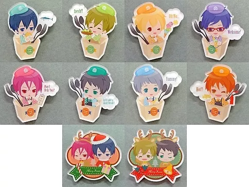 Free! 橘真琴 コラボカフェ アクリルチャーム アクリルバッジ 67点セット Free! 橘真琴 フォトプロップスアクリルチャームセット ハイスピ