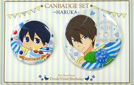 バッジ・ピンズ(キャラクター)　七瀬遙 Fresh! Fruit! Birthday 缶バッジセット(2個セット) 「Free! -Eternal Summer-」