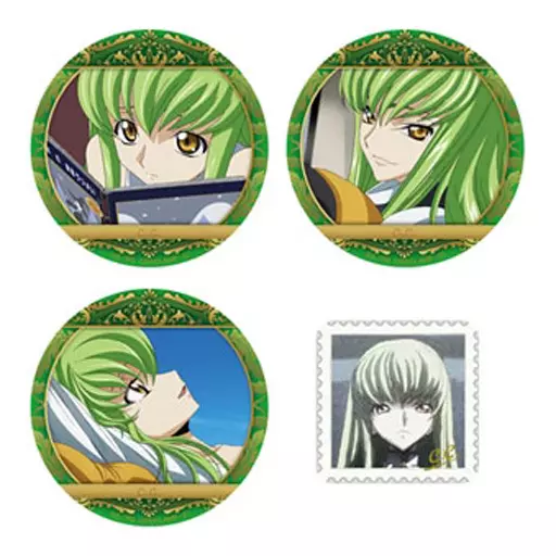 d*7様 コードギアス 放送終了10周年記念 C.C. 缶バッチセット 駿河屋 -<中古>C.C. 放送終了10周年記念缶バッジセット(4個入
